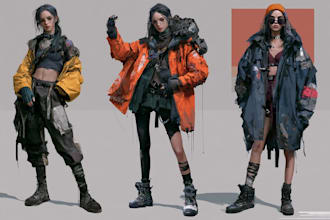 cyberpunk female character desing