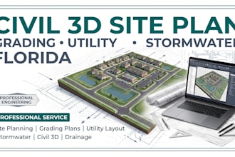 do civil 3d site plan design, grading, utility and stormwater layout in florida