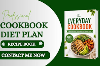 write design healthy cookbook, recipe book meal and diet plan for amazon kdp