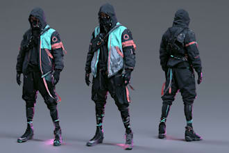 cyberpunk hacker character art