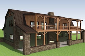 design a custom barndominium floor plan with 3d renders