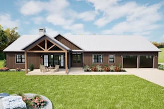 design a custom barndominium plan and create realistic 3d render