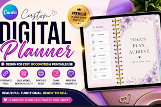 design canva digital planner for etsy store goodnotes, printable journal ebook