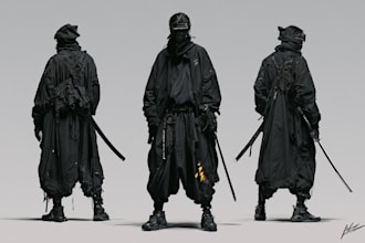 cyberpunk samurai street warrior art desing