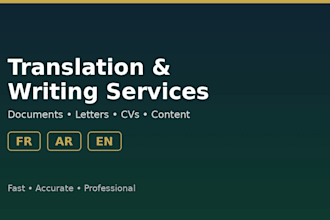 translate and write your documents in french arabic and english