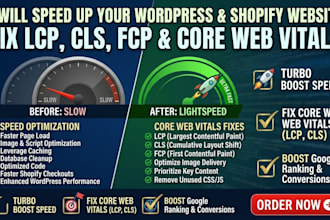 pages speed up your wordpress shopify website fix core web vitals, lcp, cls, fcp