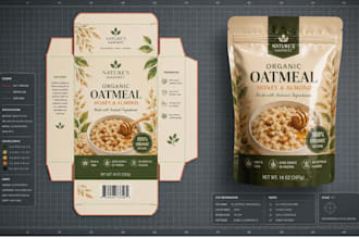redesign, redraw al generated food label, packaging into print ready vector file