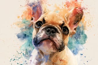 paint dog, cats, whatever pet portrait with watercolor