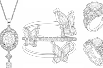 design custom jewelry sketch jewelery cad 3d jewelry model earring pendant ring
