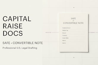 draft professional US attorney capital raise docs for safe or note