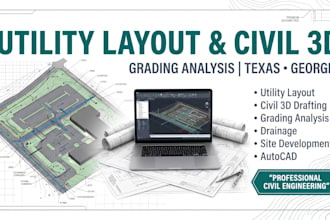 do utility layout design, civil 3d drafting and grading analysis texas georgia