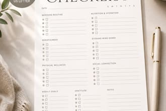 design custom self care, wellness and daily checklists