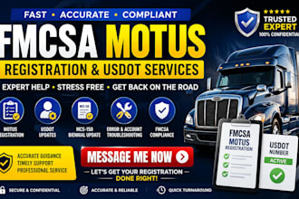 help with fmcsa motus registration, usdot updates and compliance