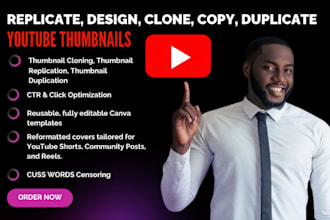replicate, clone, duplicate, design, copy youtube thumbnails