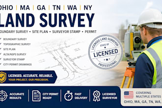 ohio ma ga tn wa ny land survery boundary survey site plan surveyor stamp permit