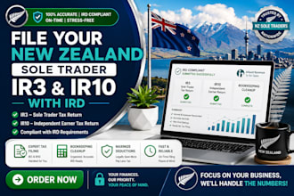 file your new zealand sole trader ir3 ir10 with ird and do bookkeeping cleanup