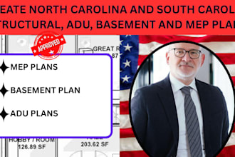 create north carolina and south carolina structural, adu, basement and mep plan