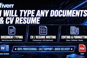 do professional document typing, handwritten notes and PDF to word conversion