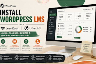 install wordpress lms with learndash, lifter lms, users, quizzes and courses