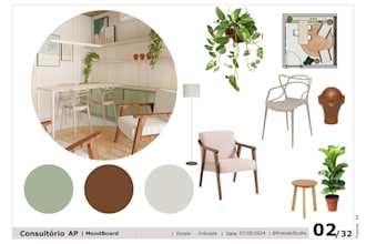 create interior mood board, shopping list, floor plan