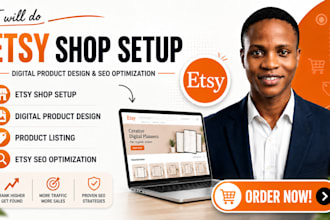 do etsy store setup etsy digital product design etsy product listing with SEO