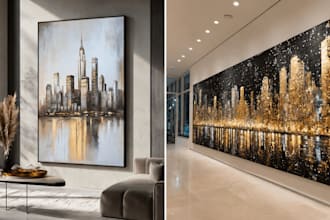 design city vector skyline wall art decor,landmark poster for laser cut or print