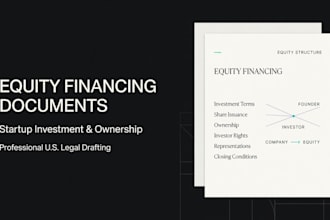 draft equity financing documents for startups as a US attorney