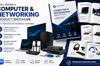 design a product catalog brochure for computer and networking companies