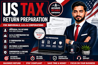 prepare US tax returns for individuals, llcs and corporations