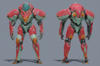 do anime style mecha robot illustrations