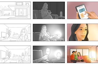 create storyboard for your animation, commercial and books