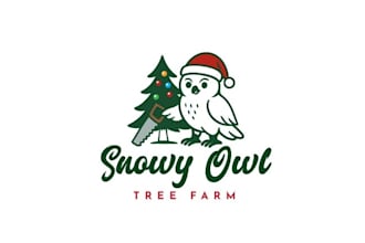make snowy owl christmas tree farm logo