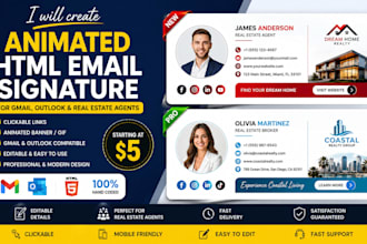 create animated HTML email signature for gmail, outlook, and real estate agents