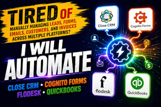 automate close CRM, cognito forms, flodesk and quickbooks