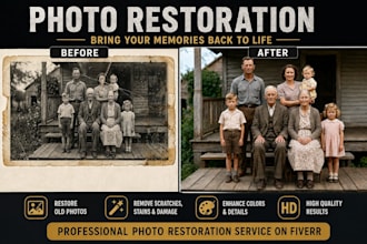 restore old photos and repair damaged pictures in 24 hours