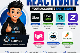 reactivate uber eats bot, roadie bot, doordash bot, zifty bot, uber eat bots