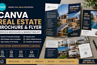 design canva real estate brochure property flyer trifold brochure marketing kit
