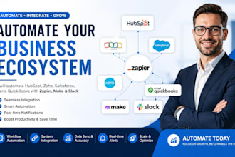 automate hubspot zoho salesforce xero quickbooks with zapier make slack