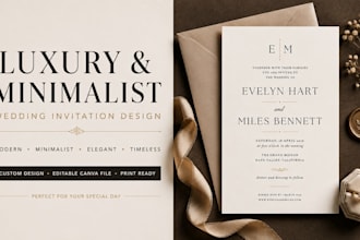 luxury wedding invitation, minimalist wedding invitation, modern wedding invite