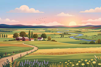 illustrate beautiful flat landscape illustration art