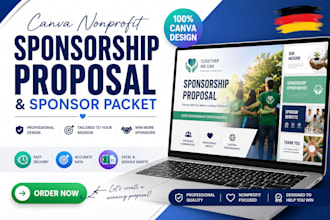 design a canva nonprofit sponsorship proposal and sponsor packet
