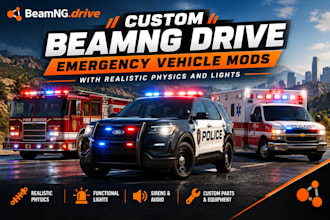 custom beamng drive emergency vehicle mods with realistic physics and lights