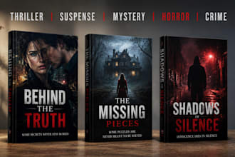 design thriller book cover, suspense, mystery, horror and crime book cover