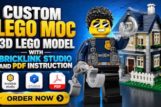 design custom lego moc, 3d lego model with bricklink studio and pdf instruction