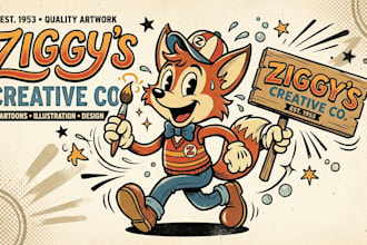 create a retro cartoon mascot illustration for your brand