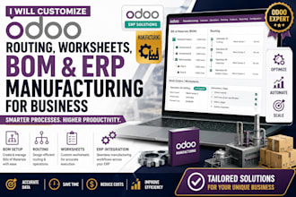 customize odoo routing worksheets bom and erp manufacturing for business