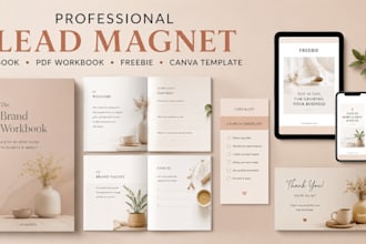 design professional lead magnet ebook, pdf workbook, freebie and canva template