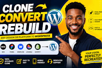 clone website or convert wix figma lovable webflow  shopify to wordpress