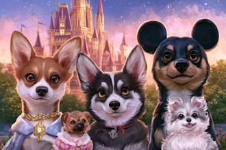 make a magical disney inspired pet portrait for gifts and wall art