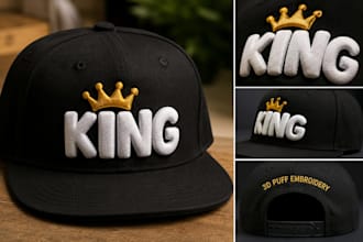 do 3d puff embroidery digitize logo in 1 hour